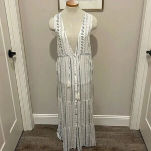 MinkPink - 100% Viscose Deep Plunge Sheer Sleeveless Maxi Dress - Size Medium